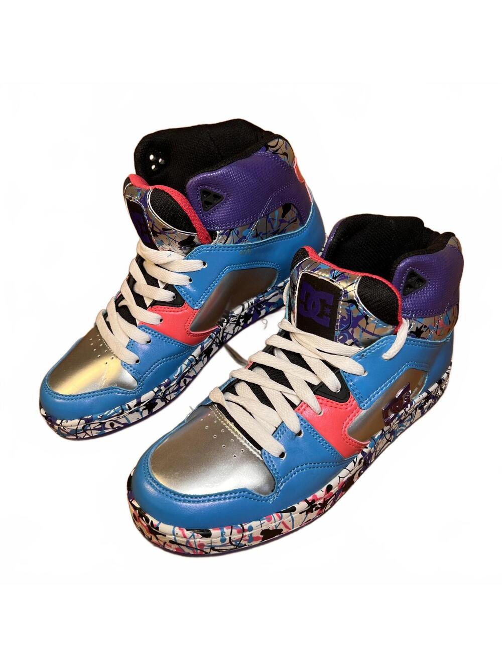 Women's DC Shoes High-Top Sneakers Colorful Artistic Design Size 8.5